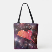 Aries Zodiac Sign Cosmic Monogram Name Red Brown Tote Bag (Achterkant)