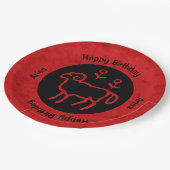 Aries Zodiac Sign en Name Red Papieren Bordje (Gekanteld)