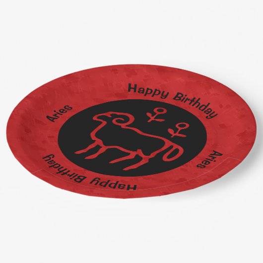 Aries Zodiac Sign en Name Red Papieren Bordje (Gekanteld)