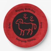 Aries Zodiac Sign en Name Red Papieren Bordje (Voorkant)