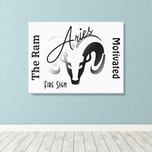 Aries Zodiac Sign en Symbool Canvas Afdruk (Insitu (Houten vloer))