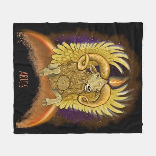 Aries Zodiac Sign Fleece Deken (Voorkant (Horizontaal))