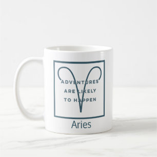 Aries Zodiac Sign Fun Quote in Blue and White Koffiemok