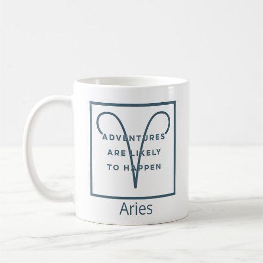 Aries Zodiac Sign Fun Quote in Blue and White Koffiemok (Links)