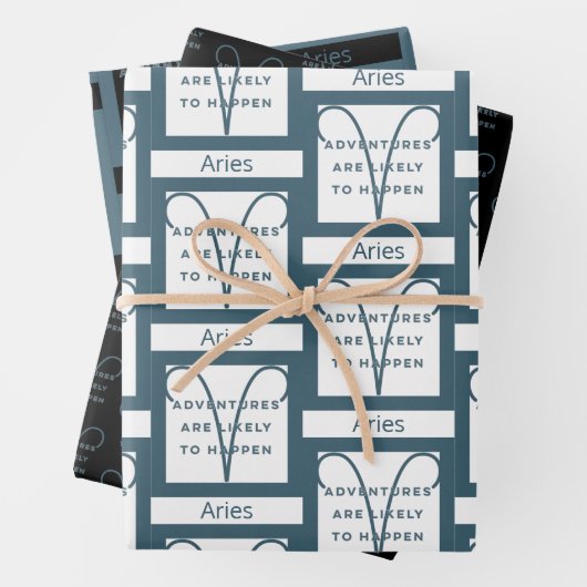 Aries Zodiac Sign Fun Quote in Blue Text Birthday Inpakpapier Vel (In situ)