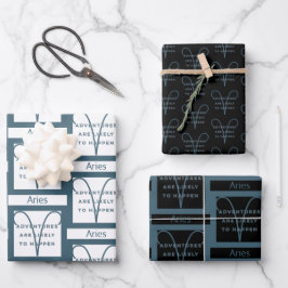 Aries Zodiac Sign Fun Quote in Blue Text Birthday Inpakpapier Vel