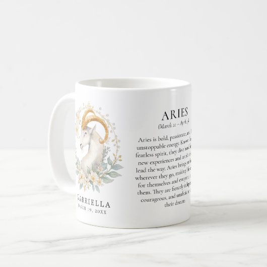 Aries Zodiac Sign Horoscope Personalized Gift Koffiemok (Voorkant links)