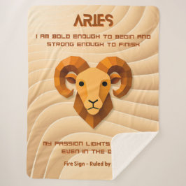 Aries Zodiac Sign Modern 3D Affirmation  Sherpa Deken