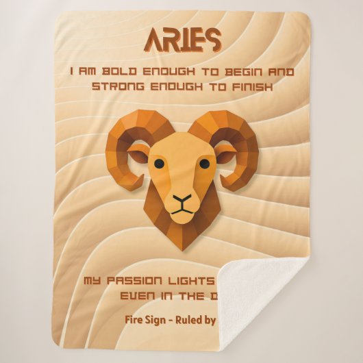 Aries Zodiac Sign Modern 3D Affirmation  Sherpa Deken (Voorkant)