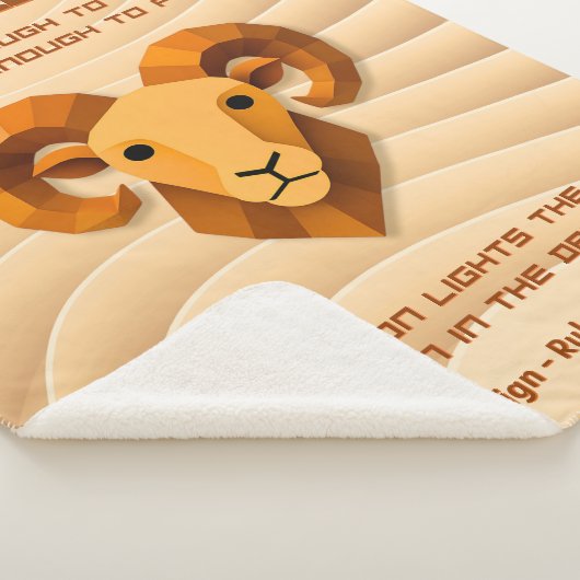 Aries Zodiac Sign Modern 3D Affirmation  Sherpa Deken (3/4)