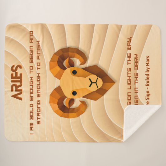 Aries Zodiac Sign Modern 3D Affirmation  Sherpa Deken (Voorkant (horizontaal))