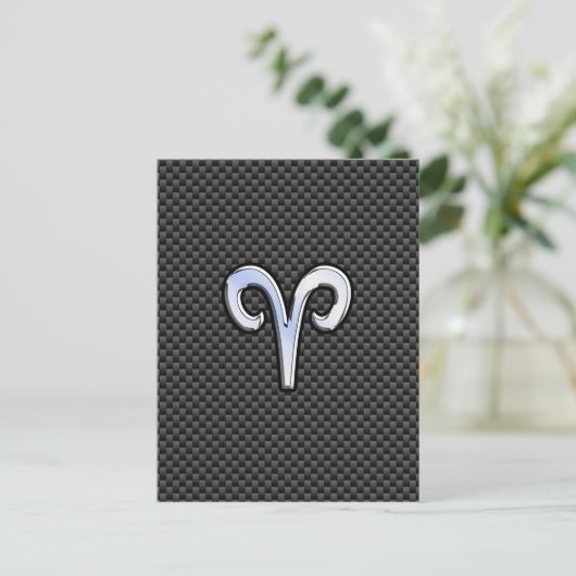 Aries Zodiac Sign on Carbon Fiber Style Briefkaart (Staand voorkant)
