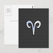 Aries Zodiac Sign on Carbon Fiber Style Briefkaart (Voorkant / Achterkant)