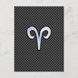 Aries Zodiac Sign on Carbon Fiber Style Briefkaart