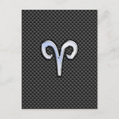Aries Zodiac Sign on Carbon Fiber Style Briefkaart (Voorkant)