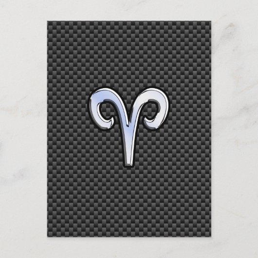 Aries Zodiac Sign on Carbon Fiber Style Briefkaart (Voorkant)