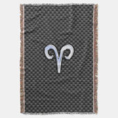 Aries Zodiac Sign on Carbon Fiber Style Deken (Voorkant Verticaal)