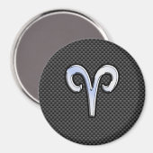 Aries Zodiac Sign on Carbon Fiber Style Magneet (Voorkant / Achterkant)