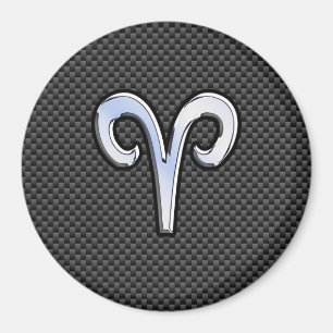 Aries Zodiac Sign on Carbon Fiber Style Magneet
