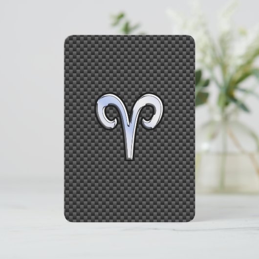 Aries Zodiac Sign on Charcoal Carbon Fiber Print (Staand voorkant)