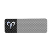 Aries Zodiac Sign on Charcoal Carbon Fiber Print Etiket (Voorkant)