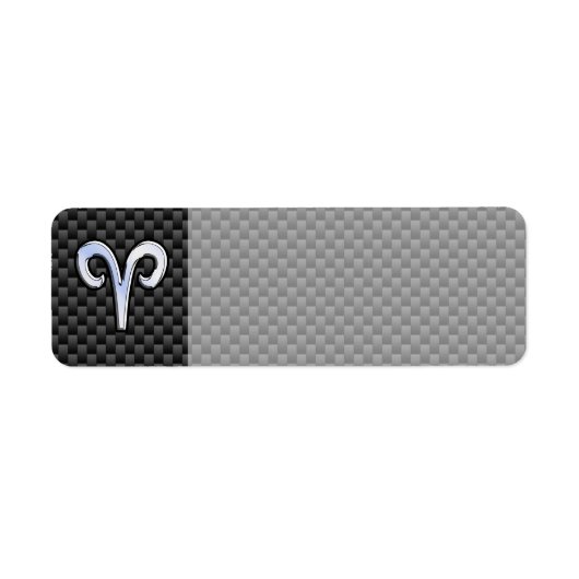 Aries Zodiac Sign on Charcoal Carbon Fiber Print Etiket (Voorkant)
