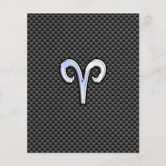 Aries Zodiac Sign on Charcoal Carbon Fiber Print Flyer (Voorkant)