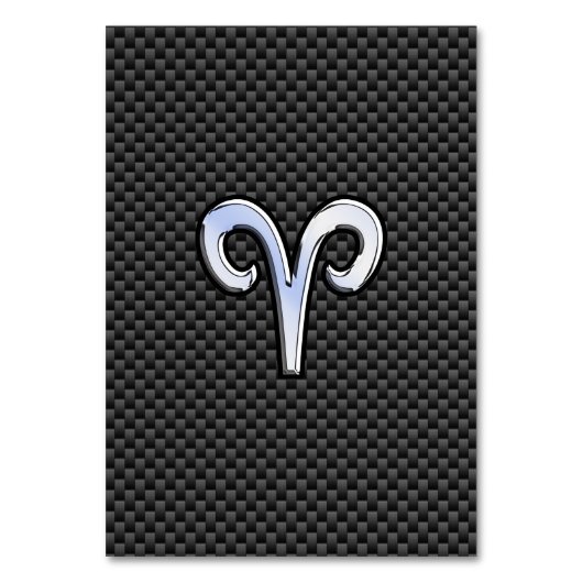 Aries Zodiac Sign on Charcoal Carbon Fiber Print Kaart (Voorkant)