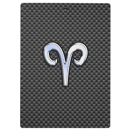 Aries Zodiac Sign on Charcoal Carbon Fiber Print Klembord (Achterkant)