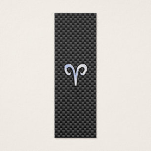 Aries Zodiac Sign on Charcoal Carbon Fiber Print Mini Visitekaartjes