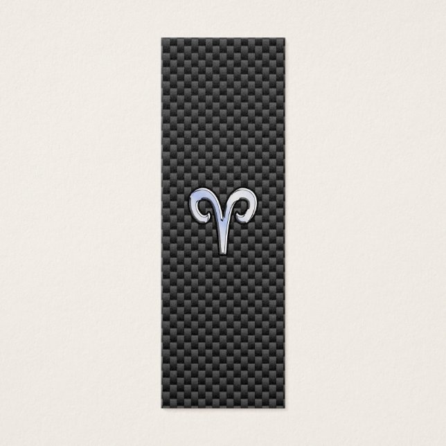 Aries Zodiac Sign on Charcoal Carbon Fiber Print Mini Visitekaartjes (Voorkant)