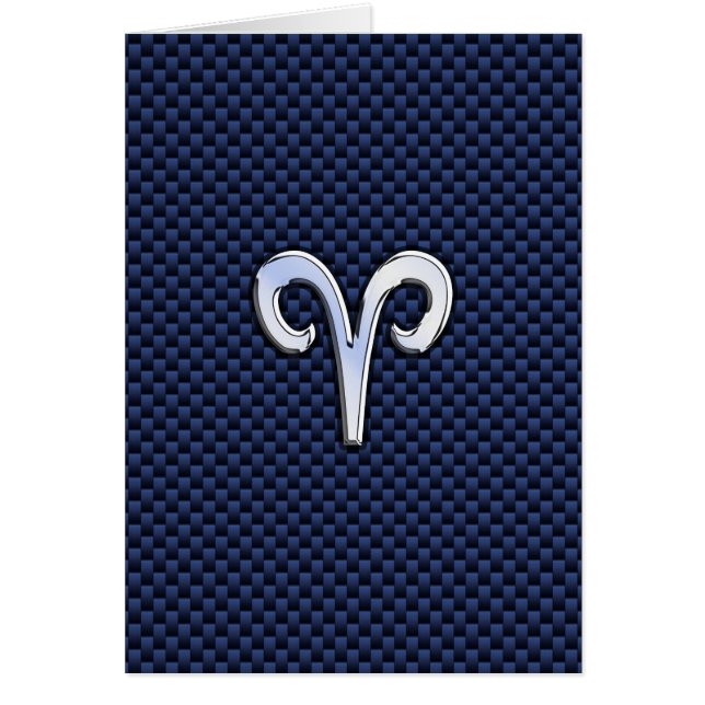 Aries Zodiac Sign on Navy Blue Carbon Fiber Print (Voorkant)