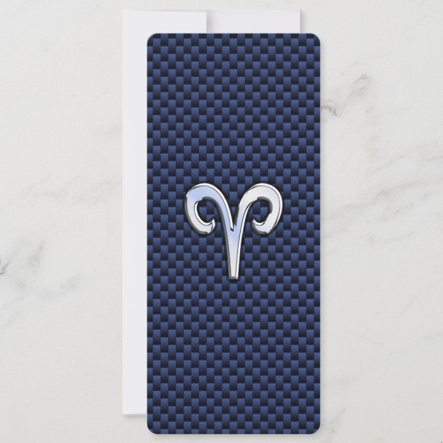 Aries Zodiac Sign on Navy Blue Carbon Fiber Print (Voorkant)