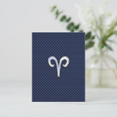 Aries Zodiac Sign on Navy Blue Carbon Fiber Print Briefkaart (Staand voorkant)