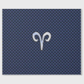 Aries Zodiac Sign on Navy Blue Carbon Fiber Print Cadeaupapier (Vlak)