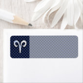 Aries Zodiac Sign on Navy Blue Carbon Fiber Print Etiket (Insitu)