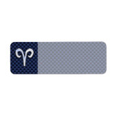 Aries Zodiac Sign on Navy Blue Carbon Fiber Print Etiket (Voorkant)