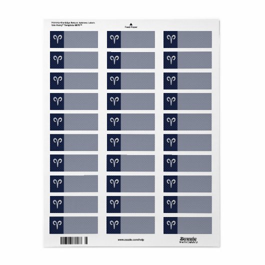 Aries Zodiac Sign on Navy Blue Carbon Fiber Print Etiket (Full Sheet)
