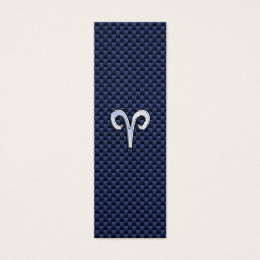 Aries Zodiac Sign on Navy Blue Carbon Fiber Print Mini Visitekaartjes (Voorkant)