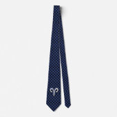 Aries Zodiac Sign on Navy Blue Carbon Fiber Print Stropdas (Voorkant)