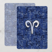 Aries Zodiac Sign on Navy Blue Digital Camo (Voorkant / Achterkant)