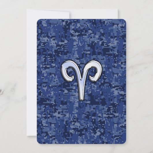 Aries Zodiac Sign on Navy Blue Digital Camo (Voorkant)