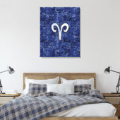 Aries Zodiac Sign on Navy Blue Digital Camo Canvas Afdruk (Insitu (Slaapkamer))