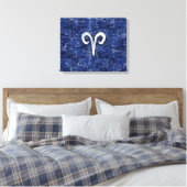 Aries Zodiac Sign on Navy Blue Digital Camo Canvas Afdruk (Insitu (Slaapkamer))