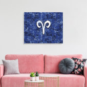 Aries Zodiac Sign on Navy Blue Digital Camo Canvas Afdruk (Insitu (Woonkamer))