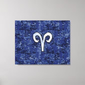 Aries Zodiac Sign on Navy Blue Digital Camo Canvas Afdruk (Voorkant)