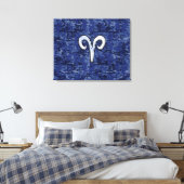 Aries Zodiac Sign on Navy Blue Digital Camo Canvas Afdruk (Insitu (Slaapkamer))