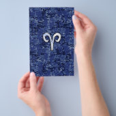 Aries Zodiac Sign on Navy Blue Digital Camo Flyer (Hand)