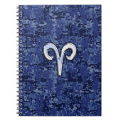 Aries Zodiac Sign on Navy Blue Digital Camo Notitieboek (Voorkant)