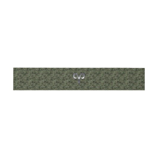 Aries Zodiac Sign on Woodland Green Digital Camo Uitnodigingen Wikkel (Vlak)